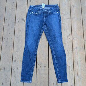 True Religion Jeans Women 29 Blue Denim Medium Wash Skinny Leg 5-Pockets Stretch